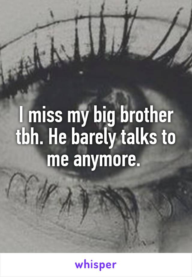 I miss my big brother tbh. He barely talks to me anymore. 