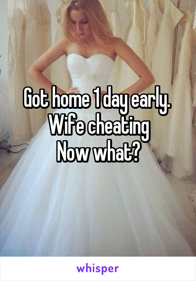 Got home 1 day early. 
Wife cheating
Now what?
