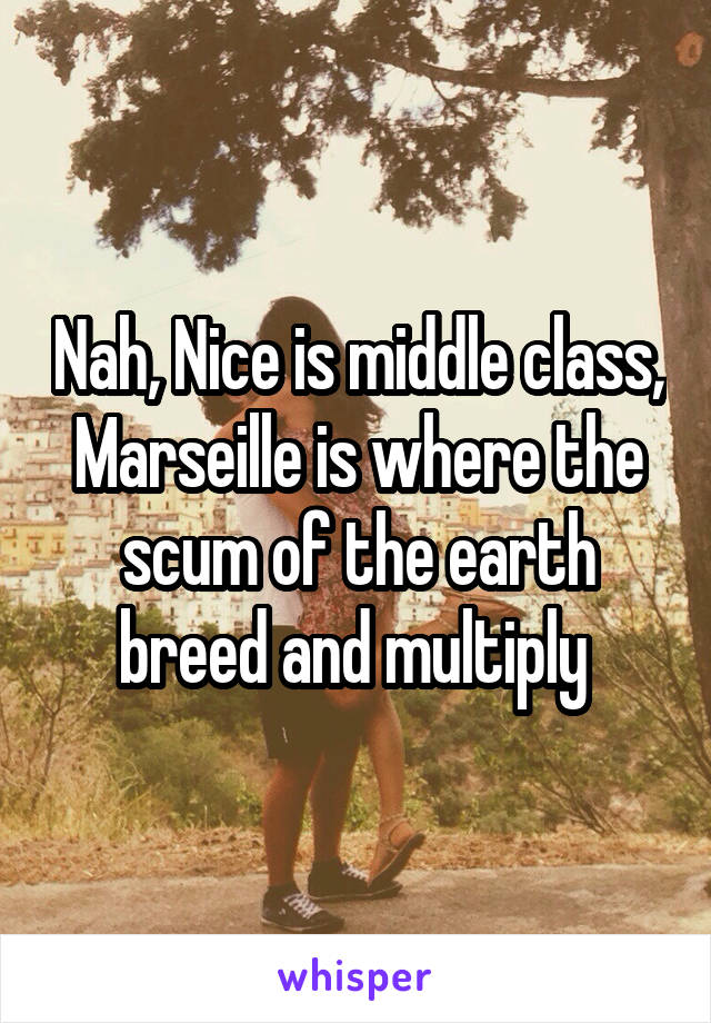 Nah, Nice is middle class, Marseille is where the scum of the earth breed and multiply 