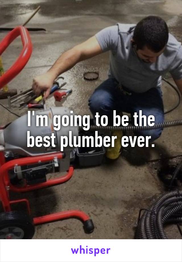 I'm going to be the best plumber ever.