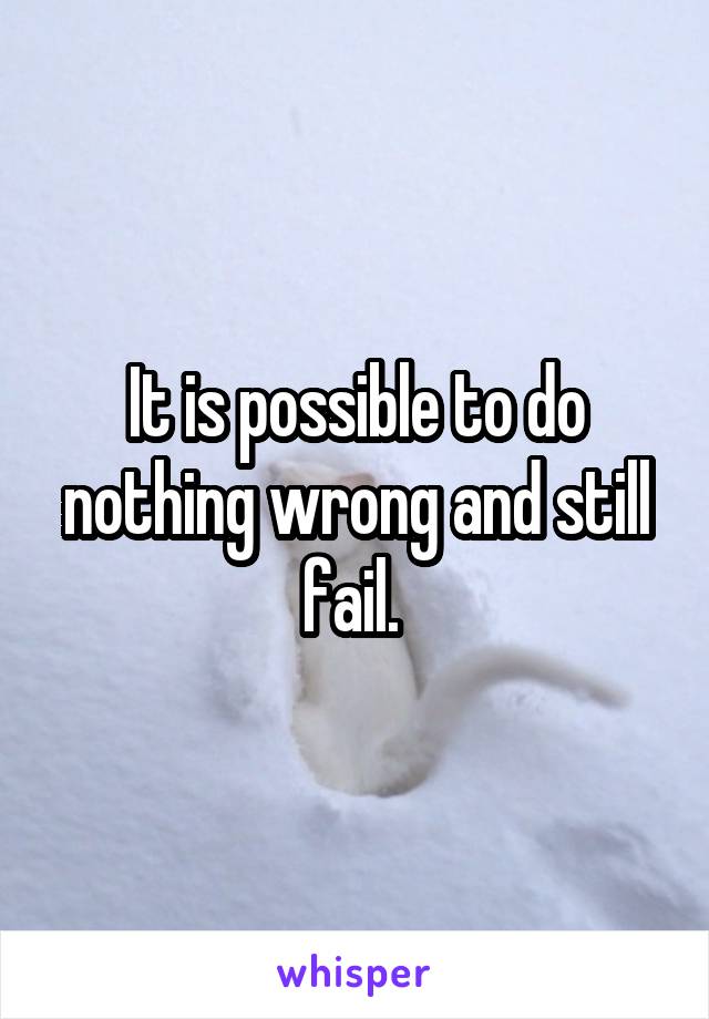 It is possible to do nothing wrong and still fail. 