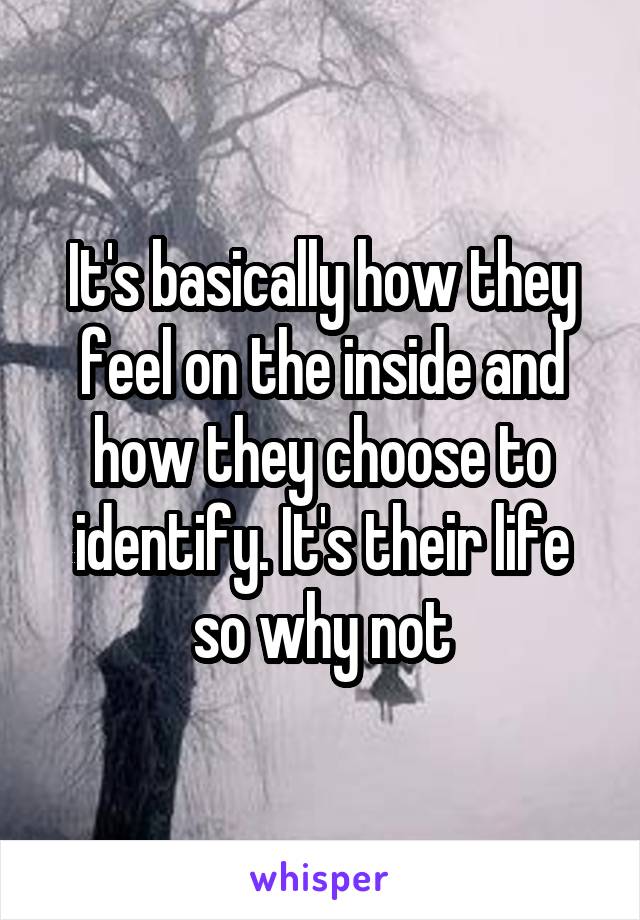 It's basically how they feel on the inside and how they choose to identify. It's their life so why not