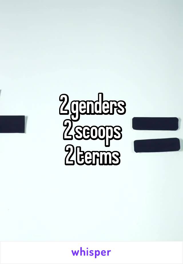 2 genders
2 scoops
2 terms