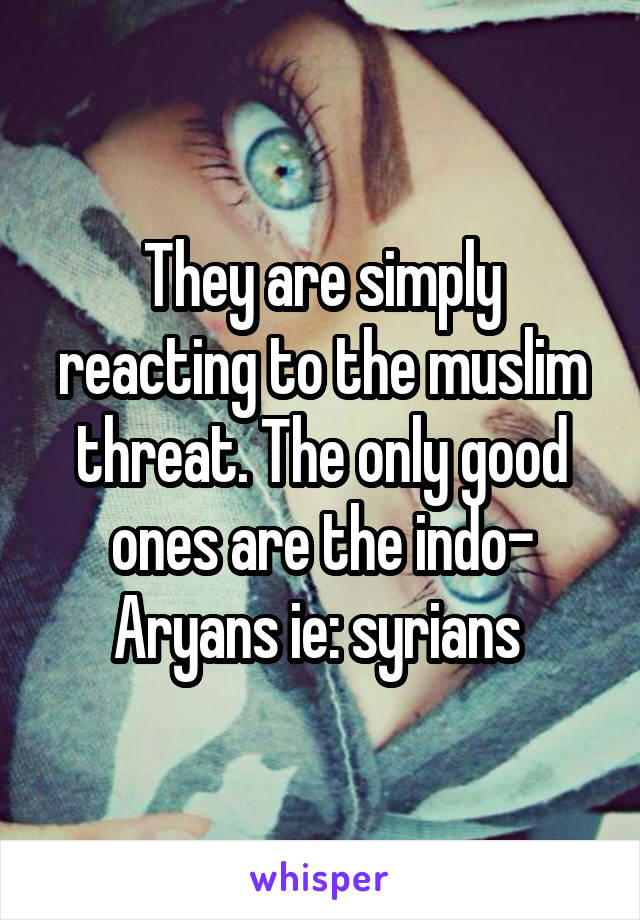 They are simply reacting to the muslim threat. The only good ones are the indo- Aryans ie: syrians 