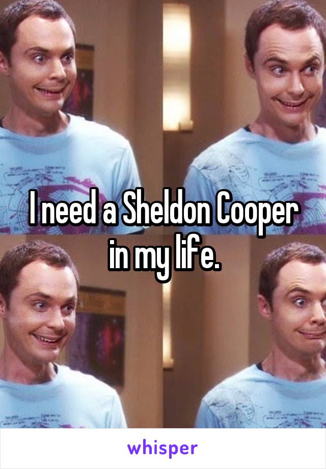 I need a Sheldon Cooper in my life.