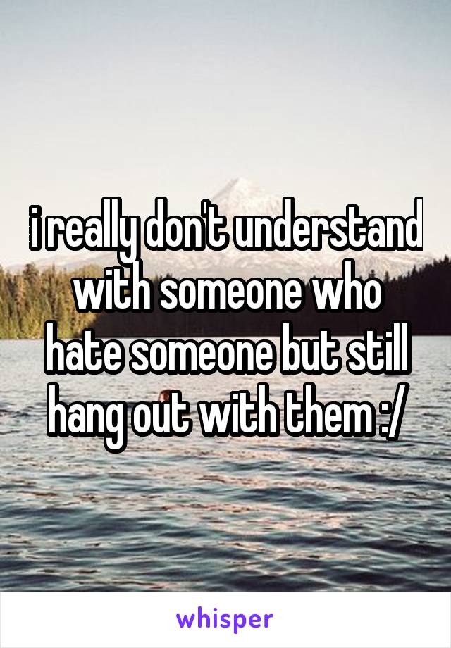 i really don't understand with someone who hate someone but still hang out with them :/