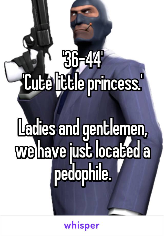 '36-44'
'Cute little princess.'

Ladies and gentlemen, we have just located a pedophile.