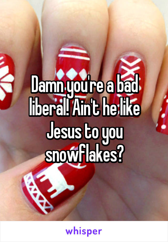 Damn you're a bad liberal! Ain't he like Jesus to you snowflakes?