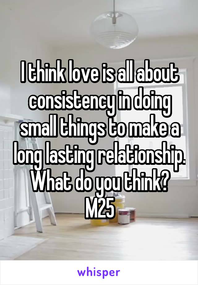 I think love is all about consistency in doing small things to make a long lasting relationship. What do you think?
M25