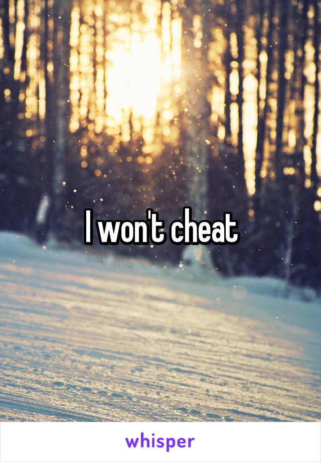 I won't cheat