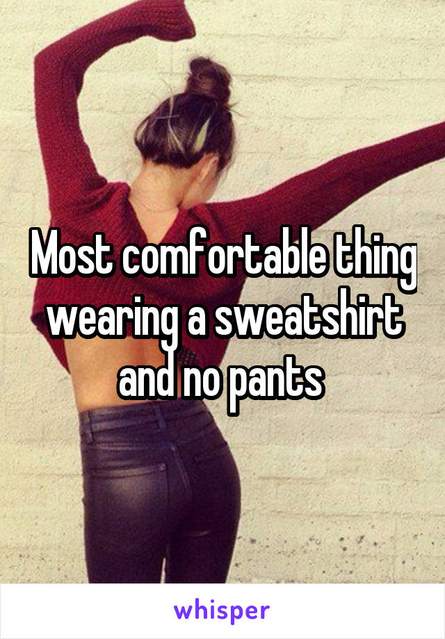 Most comfortable thing wearing a sweatshirt and no pants 