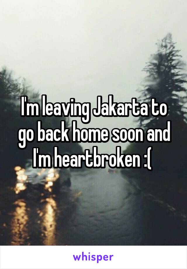 I'm leaving Jakarta to go back home soon and I'm heartbroken :( 