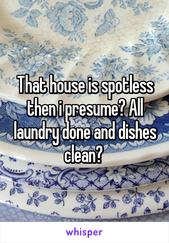 That house is spotless then i presume? All laundry done and dishes clean? 