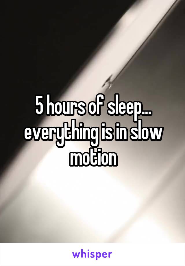 5 hours of sleep... everything is in slow motion