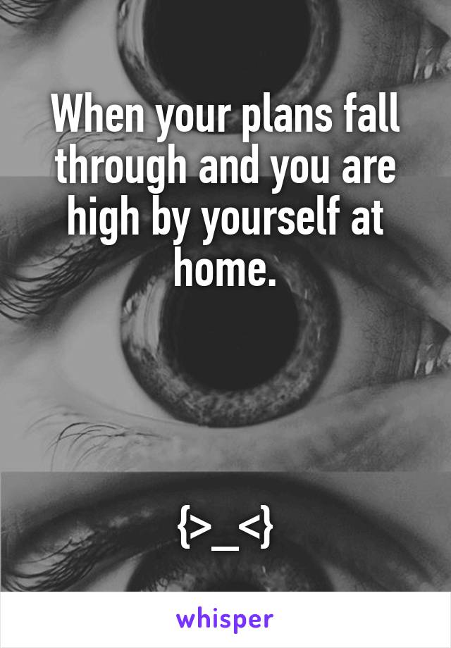 When your plans fall through and you are high by yourself at home.




{>_<}