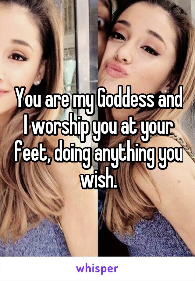 You are my Goddess and I worship you at your feet, doing anything you wish.