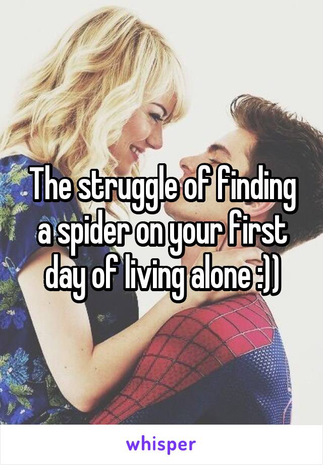 The struggle of finding a spider on your first day of living alone :))