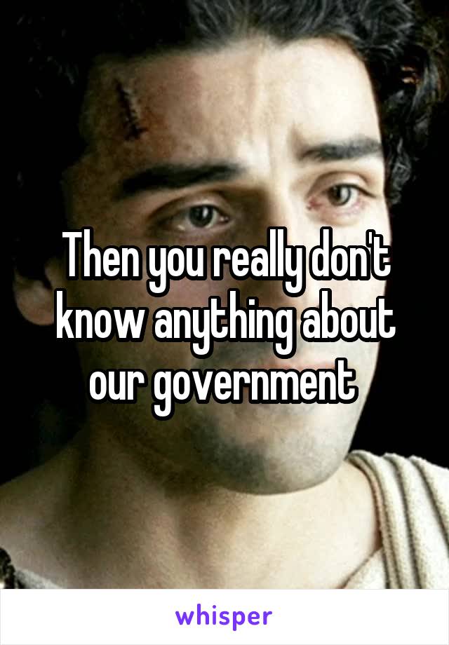 Then you really don't know anything about our government 