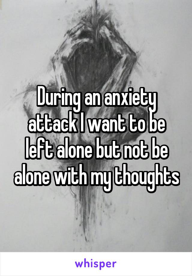 During an anxiety attack I want to be left alone but not be alone with my thoughts