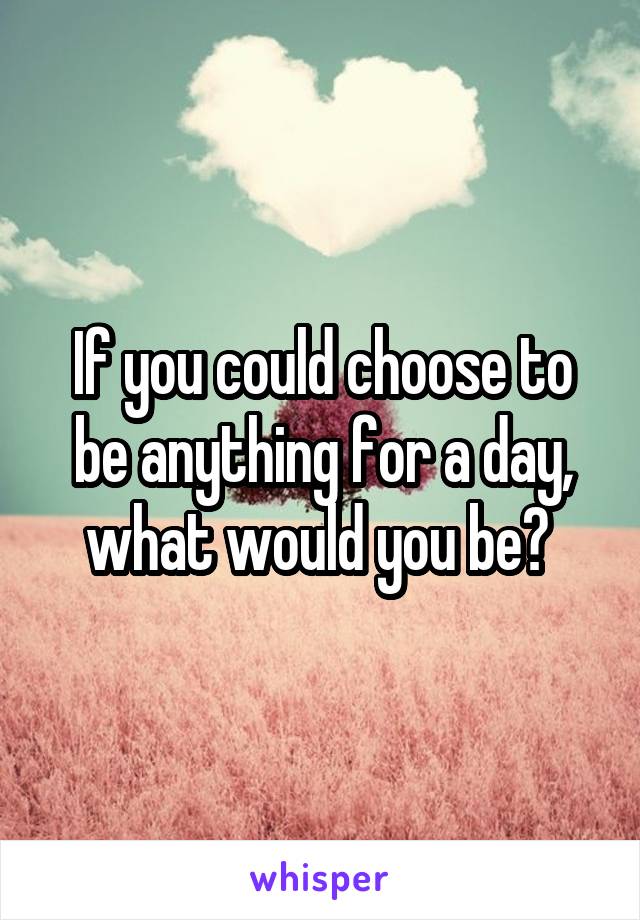 If you could choose to be anything for a day, what would you be? 