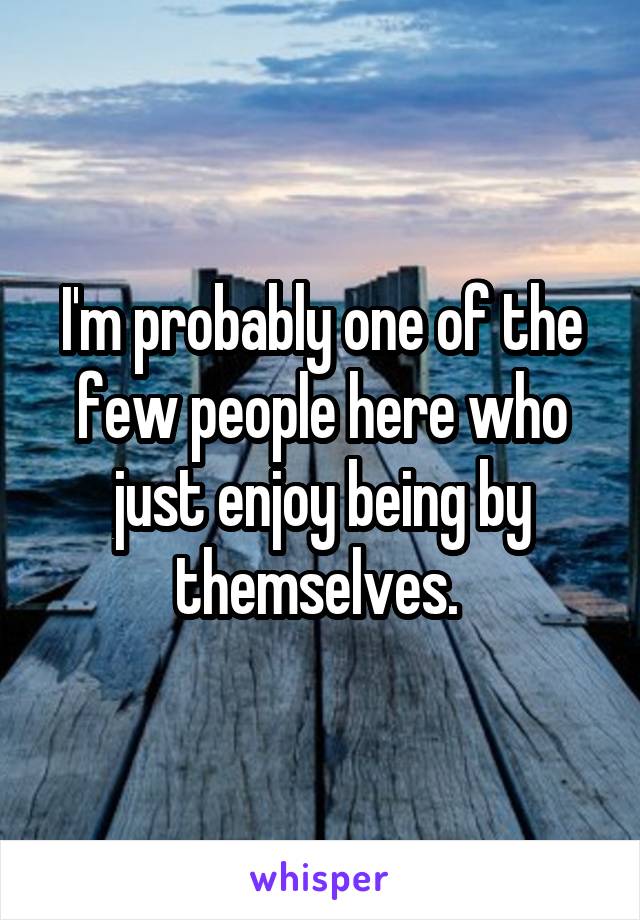 I'm probably one of the few people here who just enjoy being by themselves. 