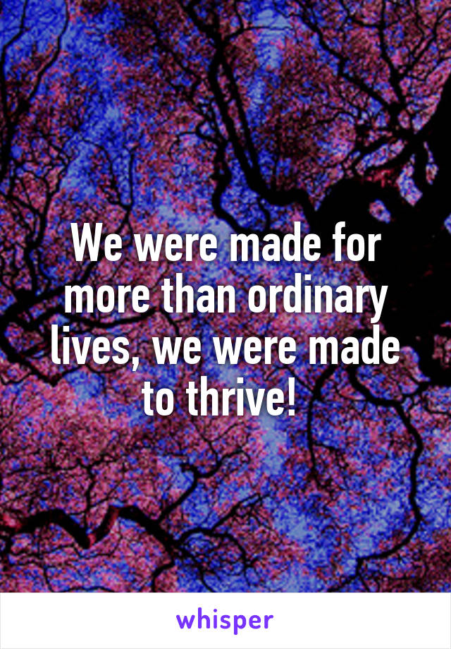 We were made for more than ordinary lives, we were made to thrive! 