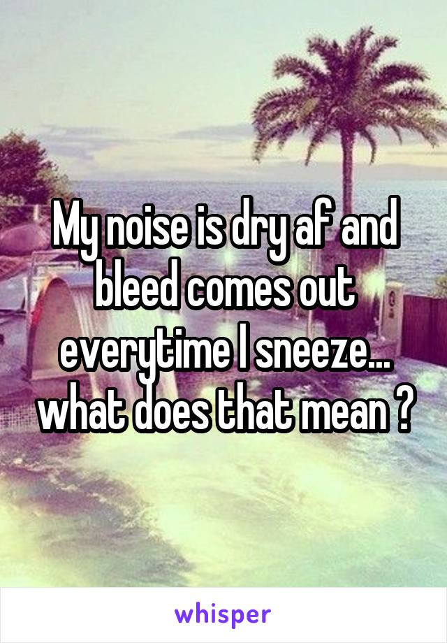 My noise is dry af and bleed comes out everytime I sneeze... what does that mean ?