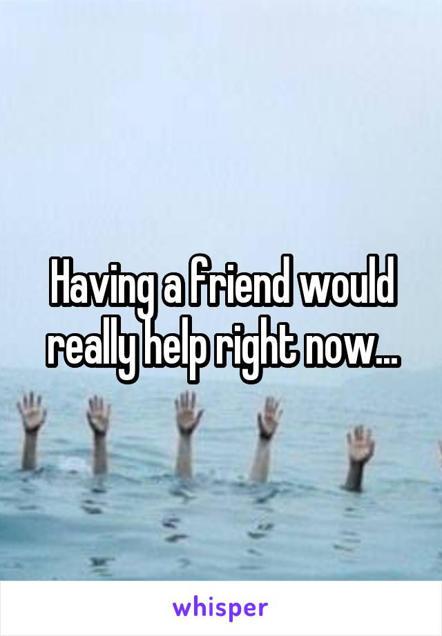 Having a friend would really help right now...