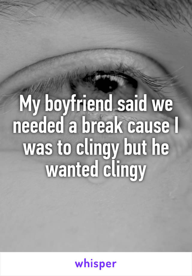 My boyfriend said we needed a break cause I was to clingy but he wanted clingy