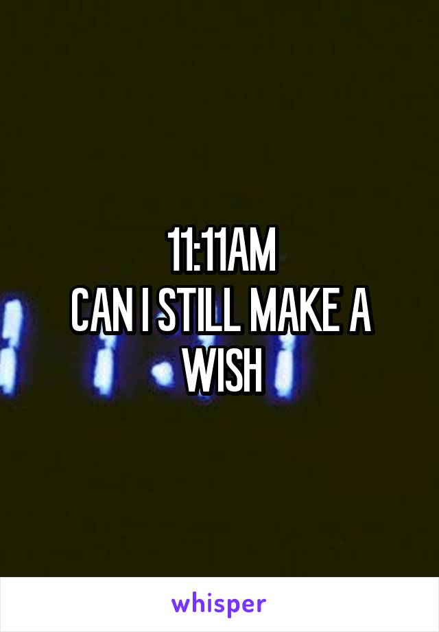 11:11AM
CAN I STILL MAKE A WISH