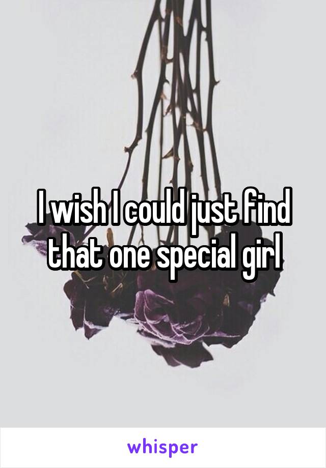 I wish I could just find that one special girl