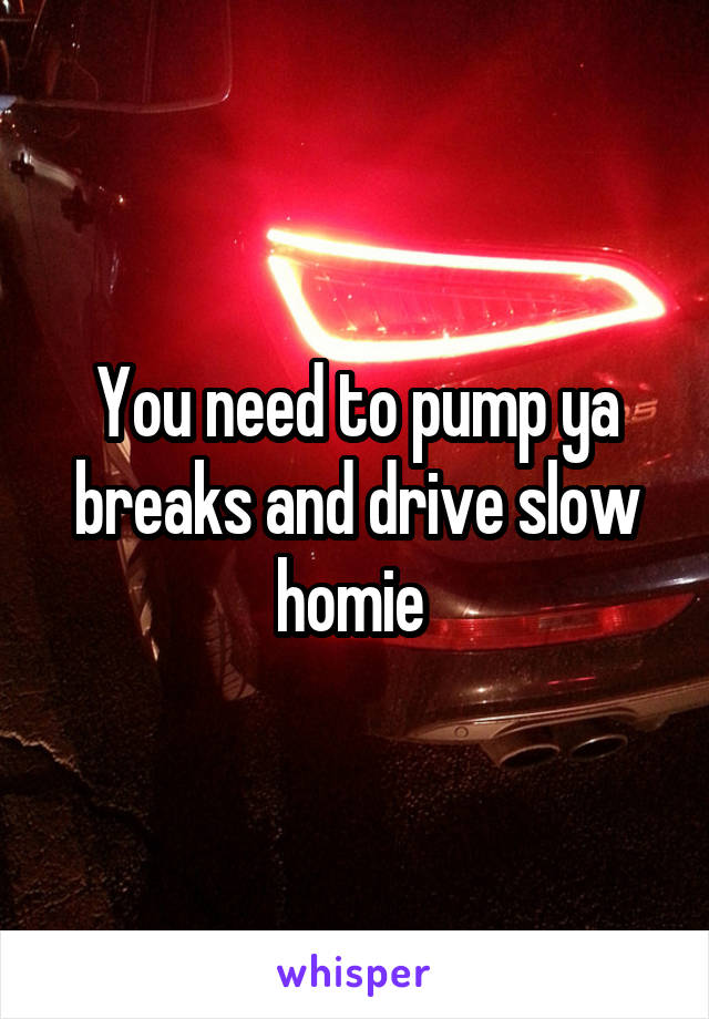 You need to pump ya breaks and drive slow homie 