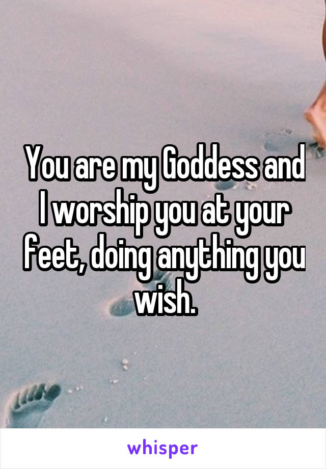 You are my Goddess and I worship you at your feet, doing anything you wish.