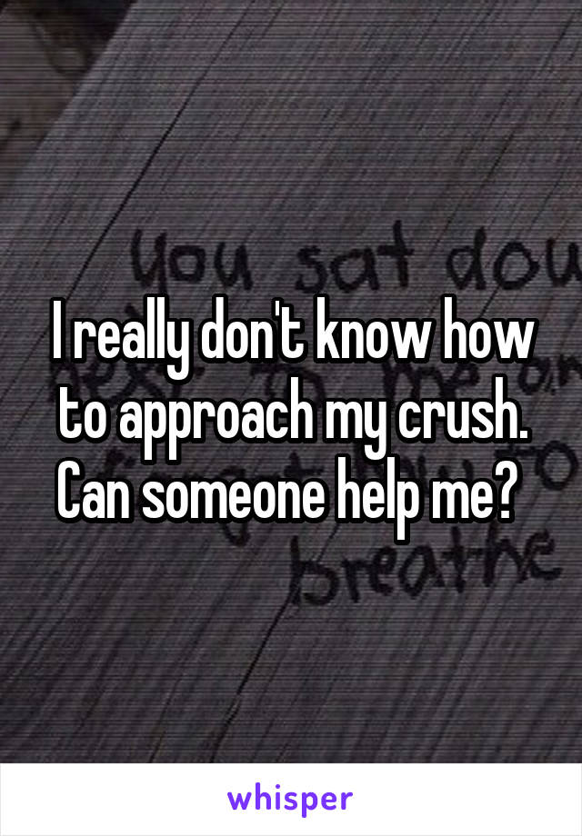 I really don't know how to approach my crush. Can someone help me? 