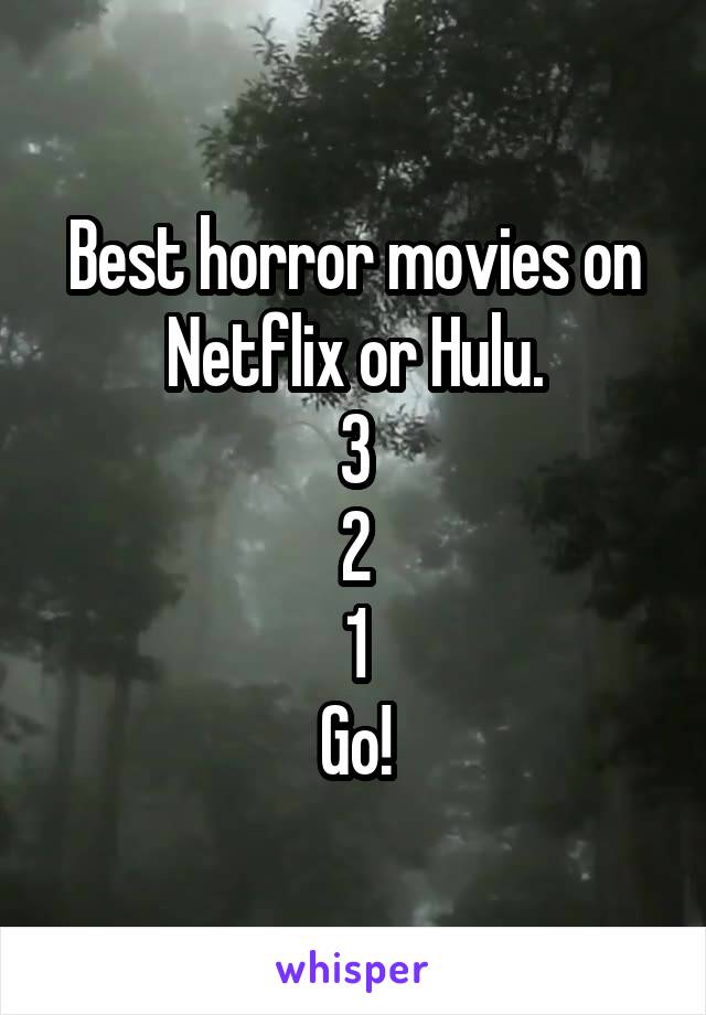 Best horror movies on Netflix or Hulu.
3
2
1
Go!