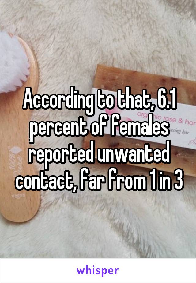 According to that, 6.1 percent of females reported unwanted contact, far from 1 in 3