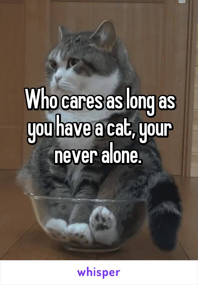 Who cares as long as you have a cat, your never alone. 
