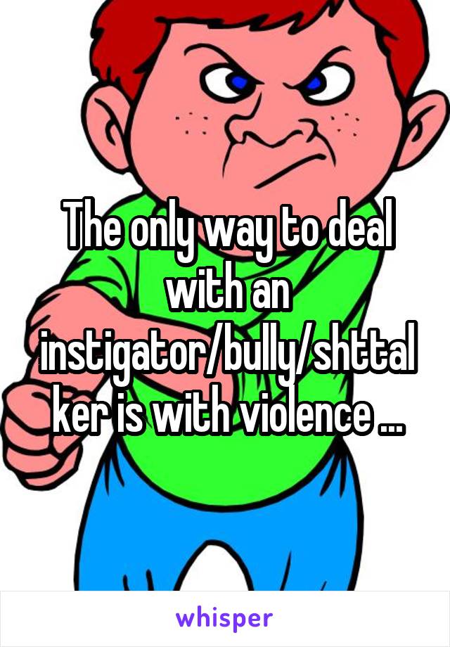 The only way to deal with an instigator/bully/shttalker is with violence ...