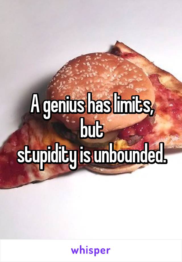 A genius has limits,
 but 
stupidity is unbounded.