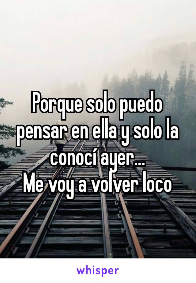 Porque solo puedo pensar en ella y solo la conocí ayer...
Me voy a volver loco