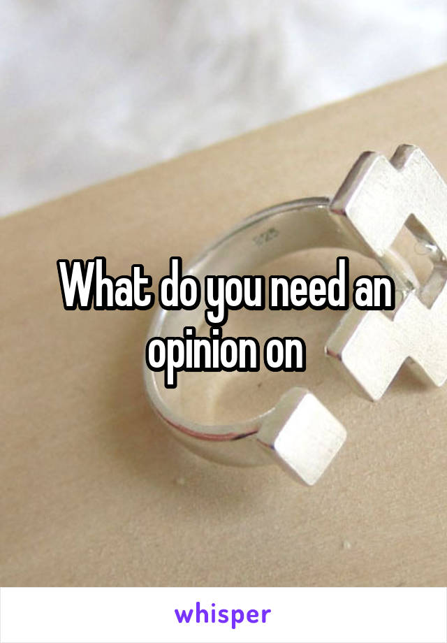 What do you need an opinion on