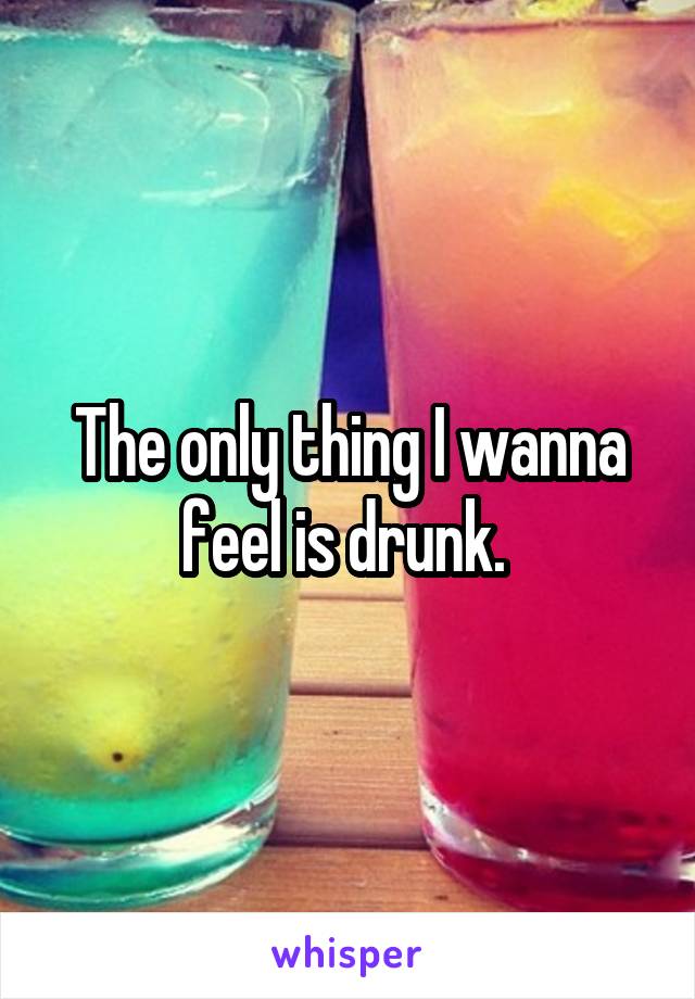 The only thing I wanna feel is drunk. 