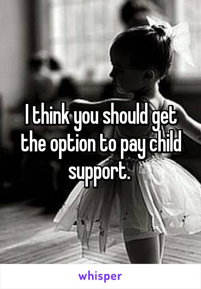 I think you should get the option to pay child support. 