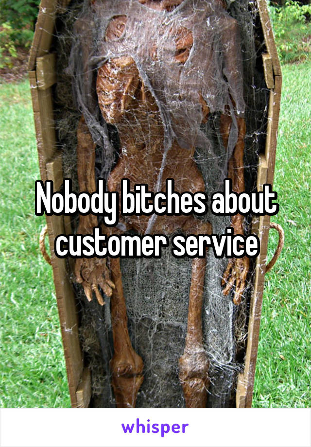 Nobody bitches about customer service