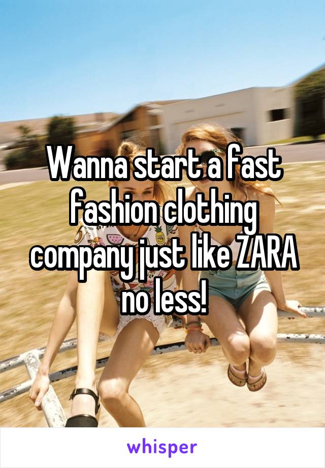 Wanna start a fast fashion clothing company just like ZARA no less!