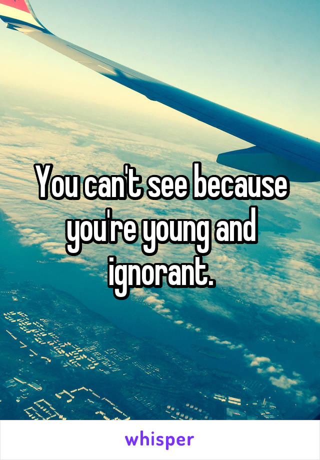 You can't see because you're young and ignorant.