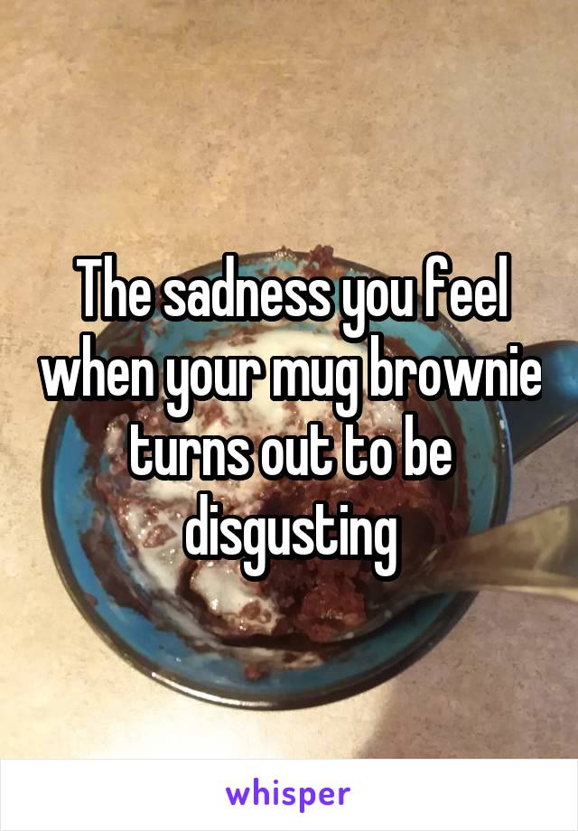 The sadness you feel when your mug brownie turns out to be disgusting