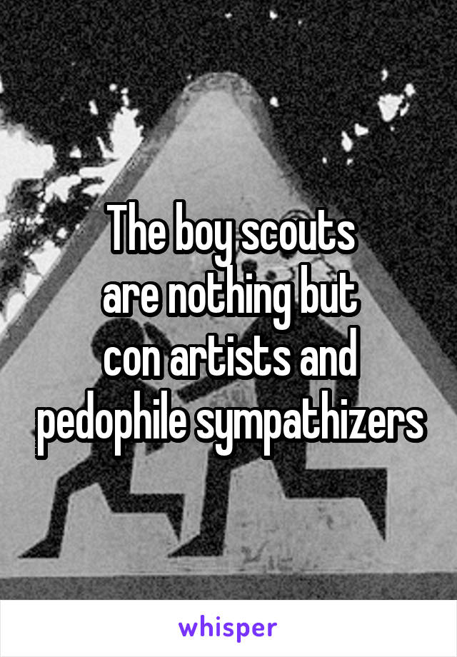 The boy scouts
 are nothing but 
con artists and pedophile sympathizers