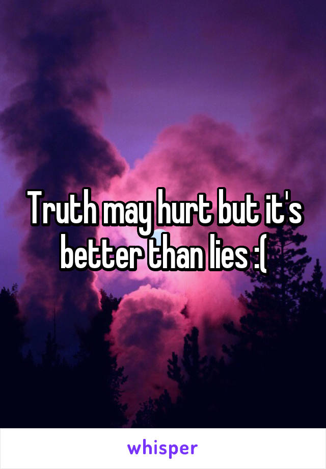 Truth may hurt but it's better than lies :(