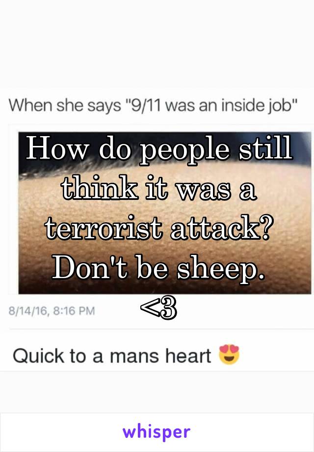 How do people still think it was a terrorist attack?
Don't be sheep.
<3